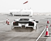 Das White Lamborghini Murcielago On Track Wallpaper 176x144