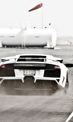 Обои White Lamborghini Murcielago On Track 240x400