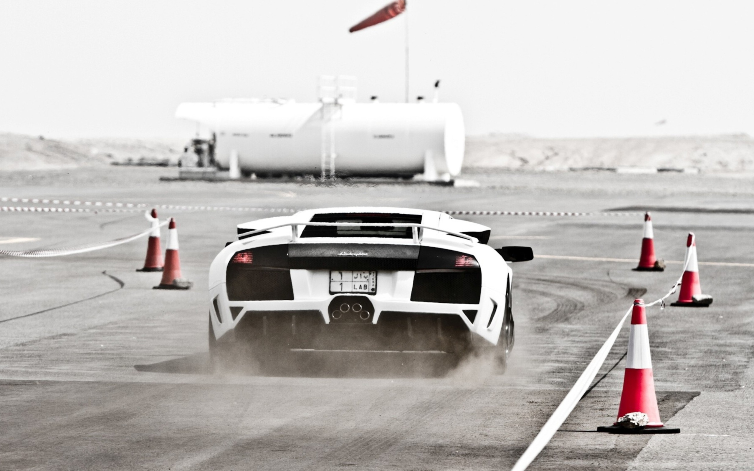 White Lamborghini Murcielago On Track wallpaper 2560x1600