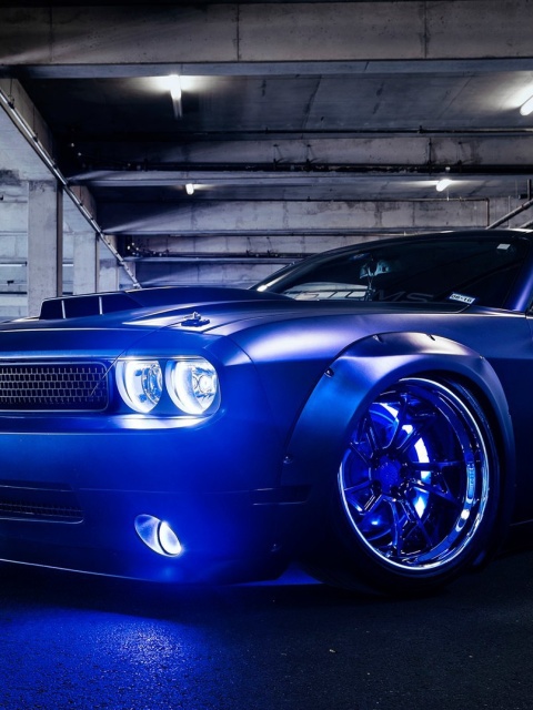 Das Blue Dodge Challenger Wallpaper 480x640