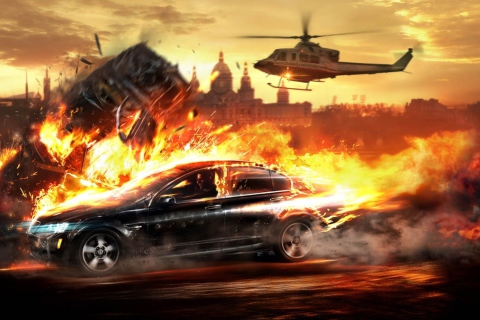 Car And Fire wallpaper 480x320