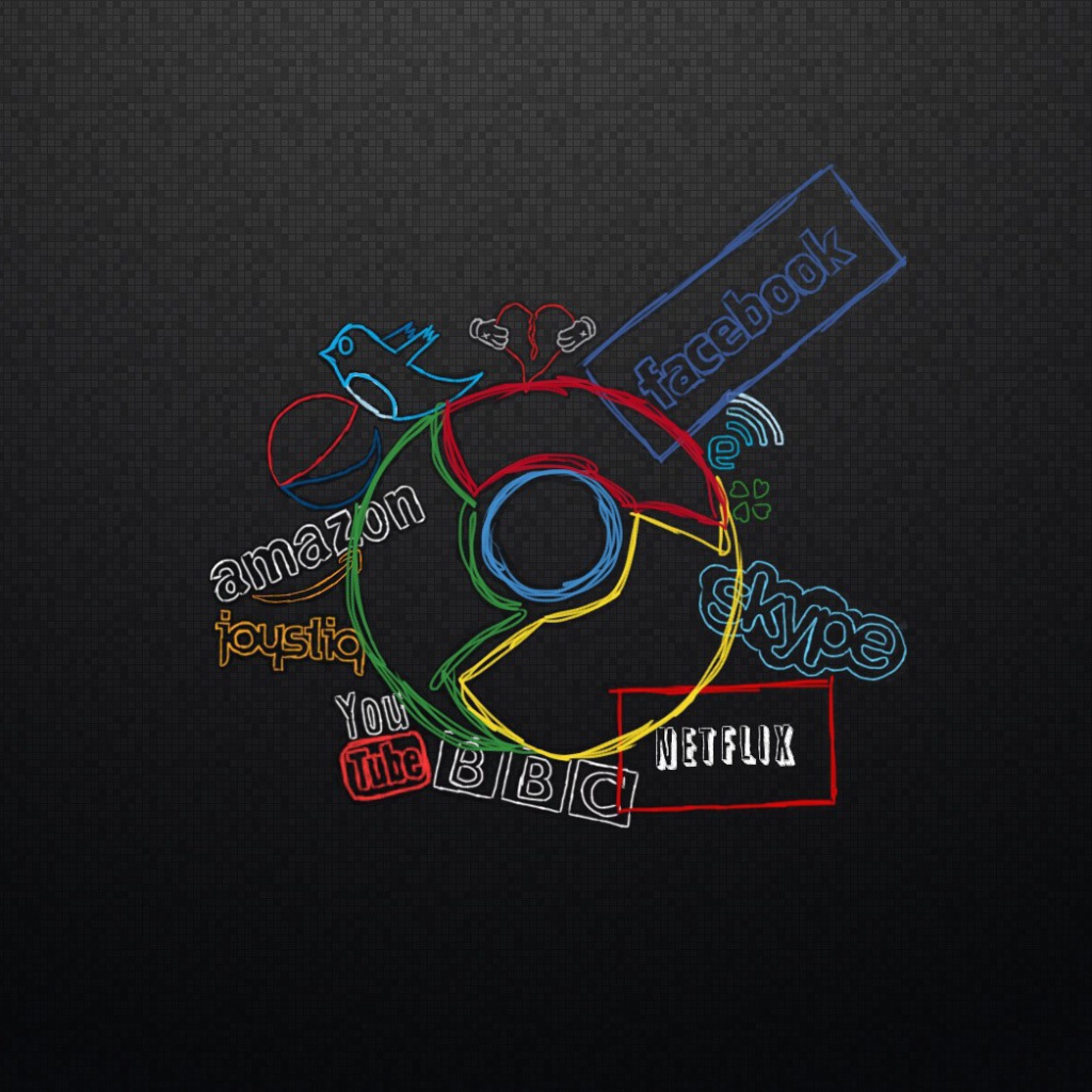 Das Chrome and Social Networks Wallpaper 1024x1024