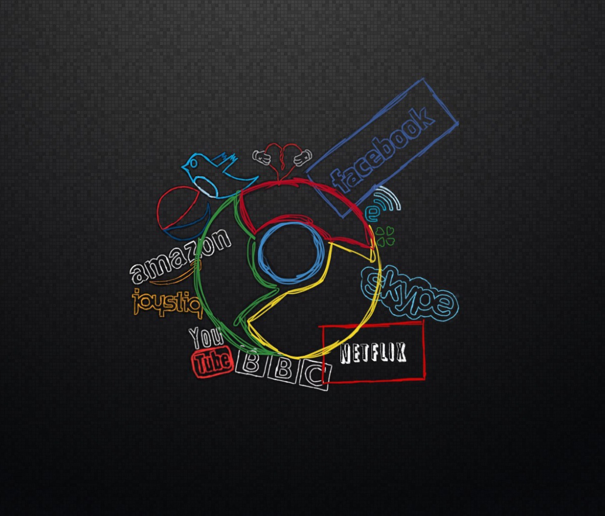 Chrome and Social Networks wallpaper 1200x1024