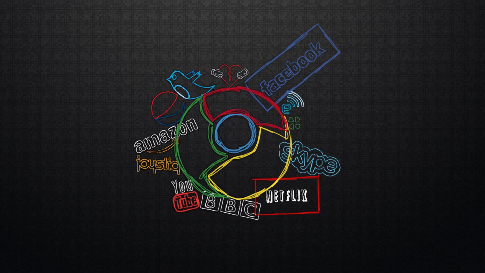 Chrome and Social Networks wallpaper 1920x1080