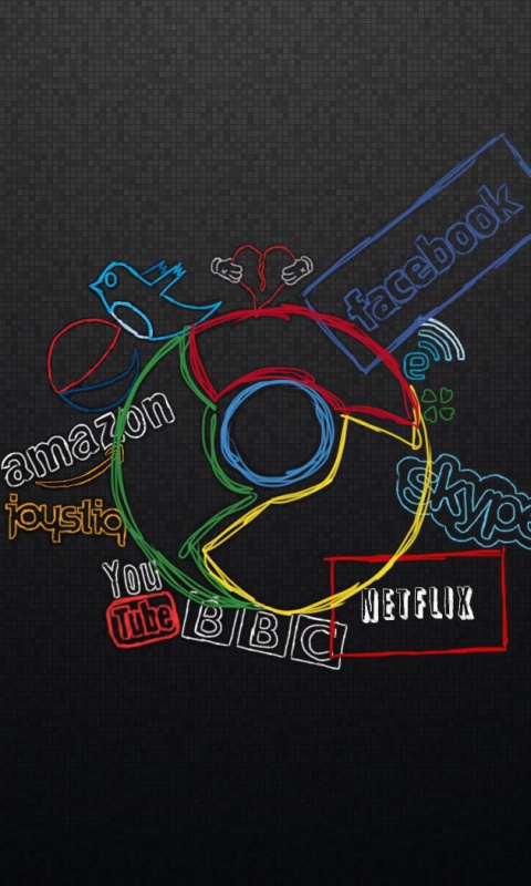 Chrome and Social Networks wallpaper 480x800