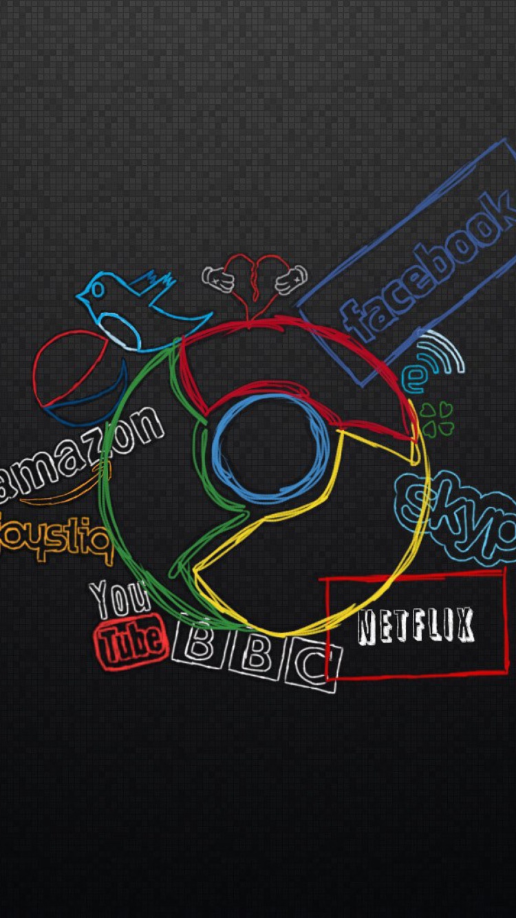 Chrome and Social Networks wallpaper 750x1334