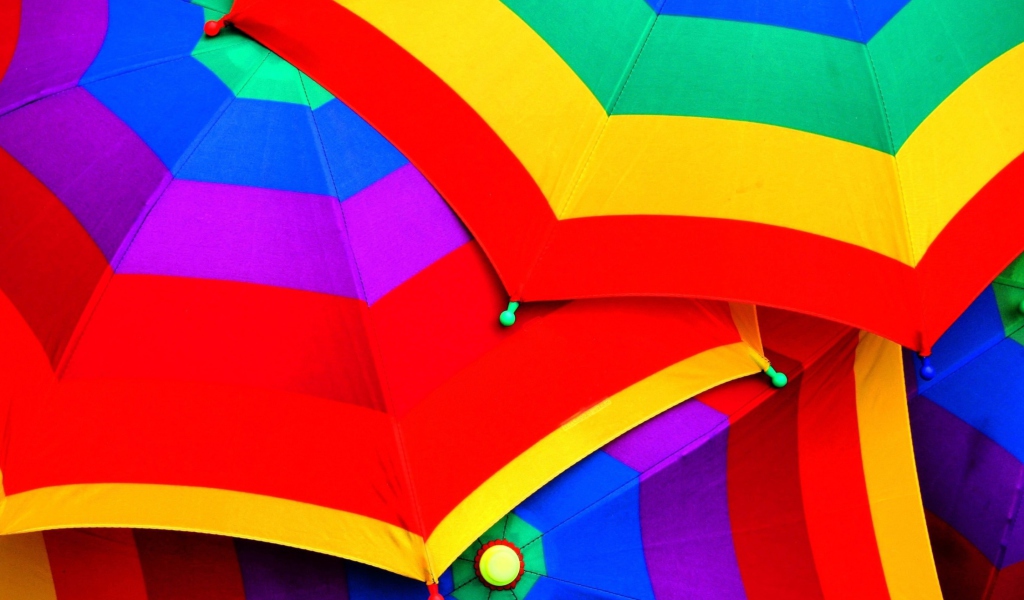 Fondo de pantalla Rainbow Umbrellas 1024x600