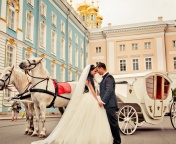 Wedding in carriage wallpaper 176x144