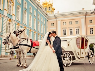 Обои Wedding in carriage 320x240