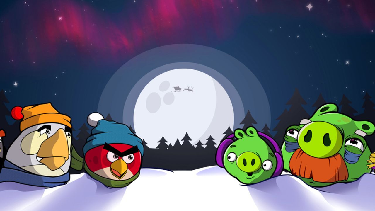 Screenshot №1 pro téma Angry Bird Christmas 1280x720