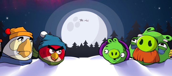 Fondo de pantalla Angry Bird Christmas 720x320