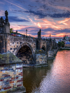 Das Charles Bridge in Prague Wallpaper 240x320