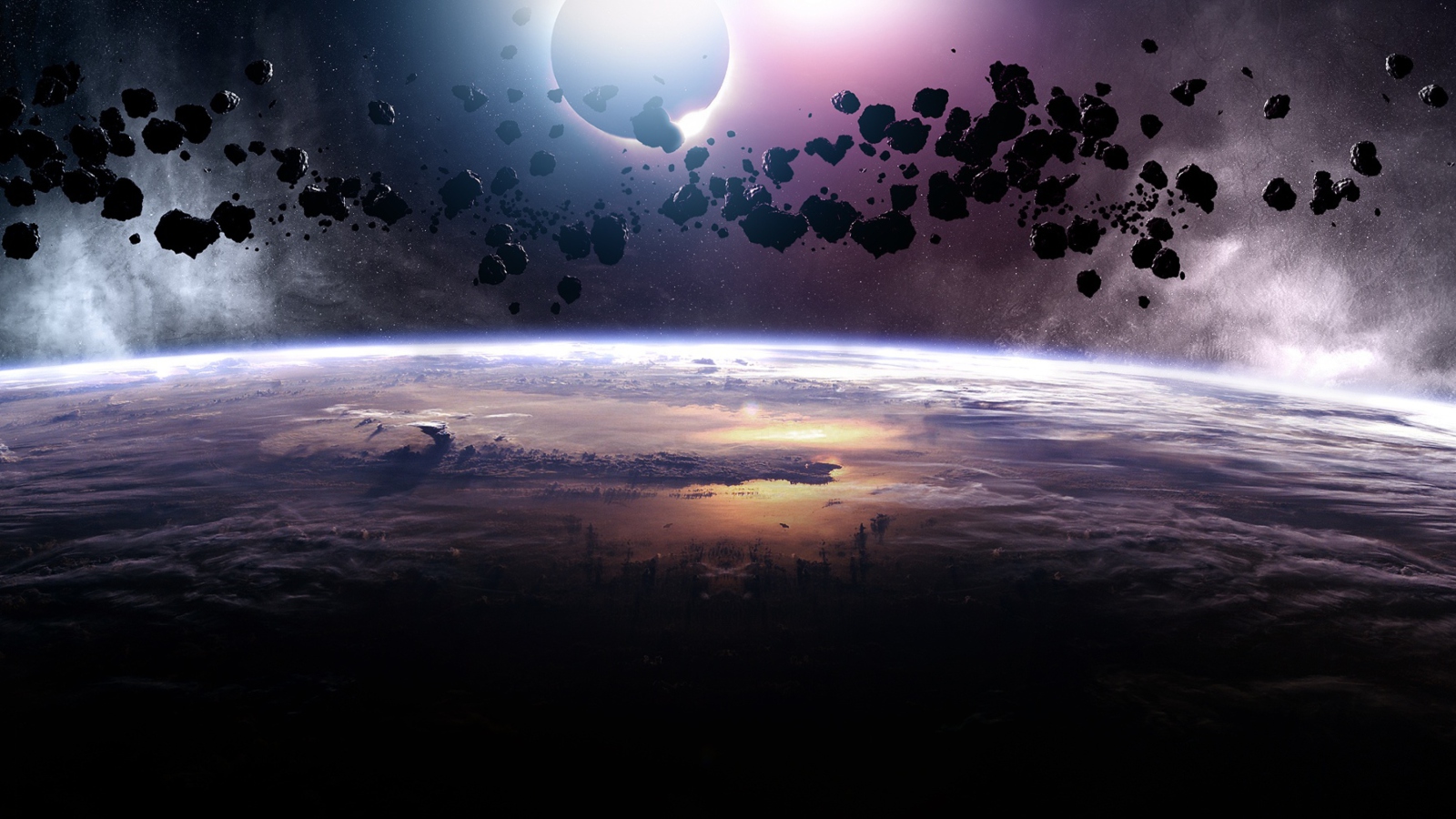 Asteroids Eclipse wallpaper 1600x900