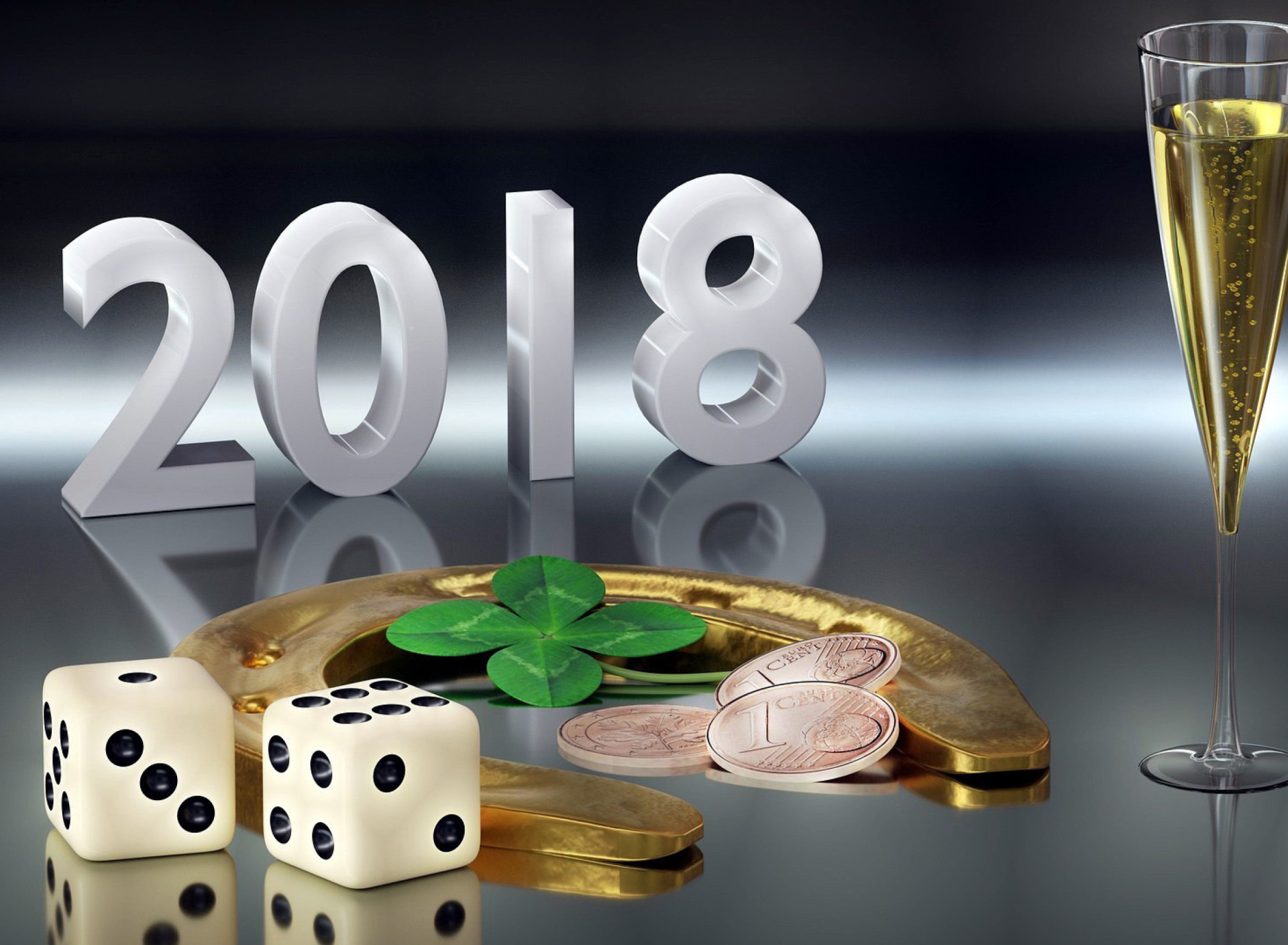 Sfondi Happy New Year 2018 with Champagne 1920x1408
