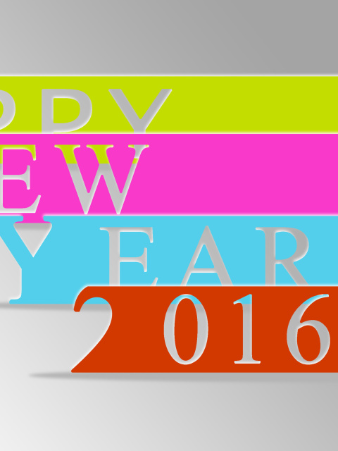 Das Happy New Year 2016 Colorful Wallpaper 480x640