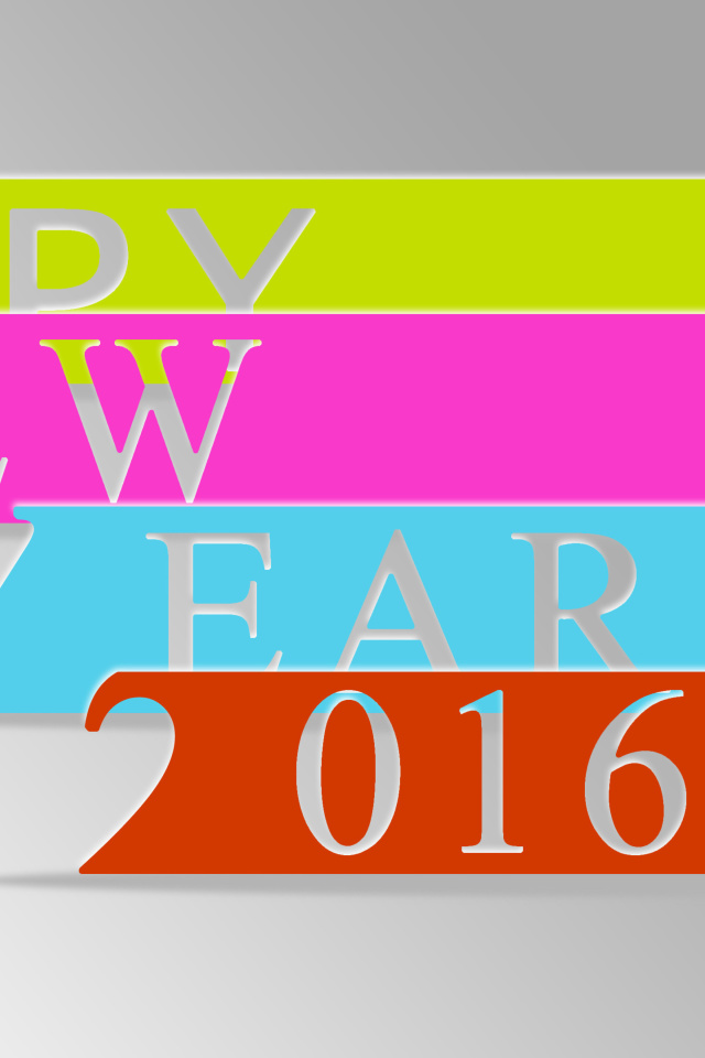 Happy New Year 2016 Colorful wallpaper 640x960