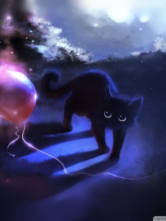 Fondo de pantalla Black Kitty 240x320