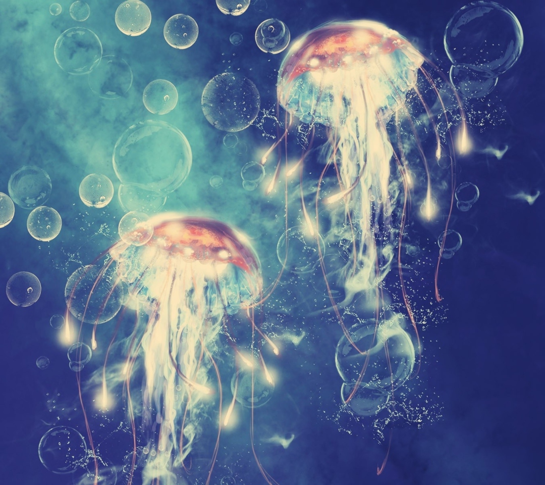 Digital Jellyfish wallpaper 1080x960