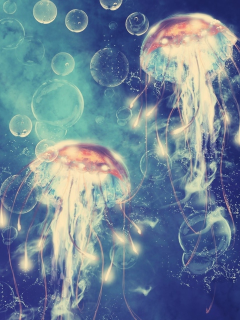 Das Digital Jellyfish Wallpaper 480x640
