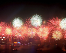 Das Fireworks In Hong Kong Wallpaper 220x176