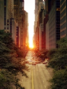 Fondo de pantalla Sun Rising Over Street 132x176