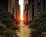 Sun Rising Over Street wallpaper 176x144