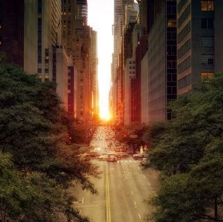 Sun Rising Over Street Background for 1024x1024