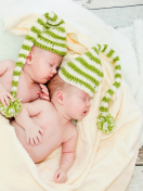 Cute Babies In Green Hats Sleeping wallpaper 132x176