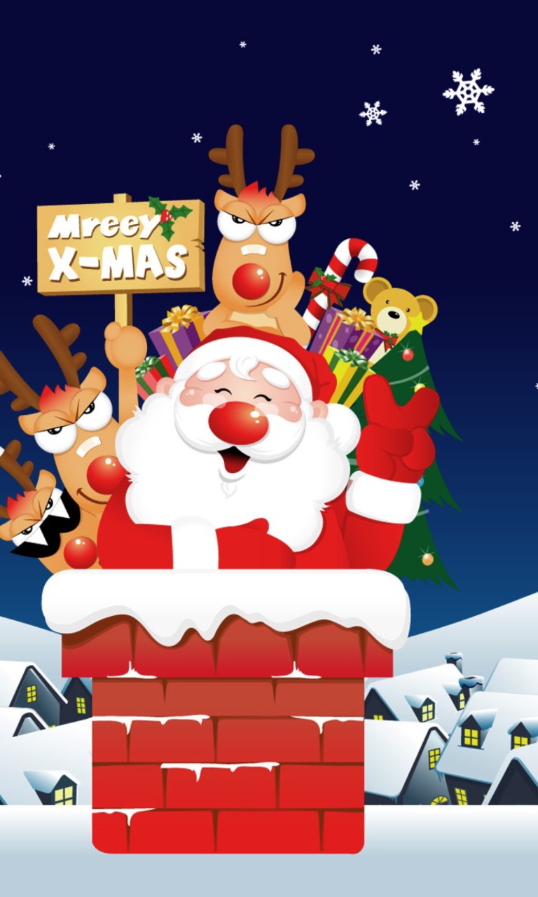 Das Funny Santa Wallpaper 768x1280