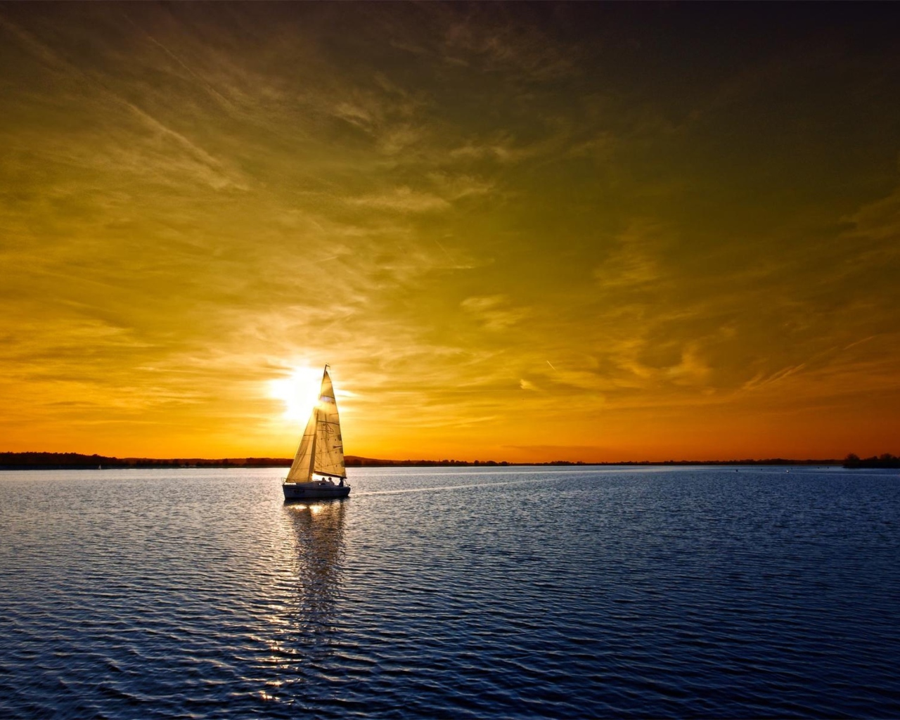 Das Boat At Sunset Wallpaper 1280x1024