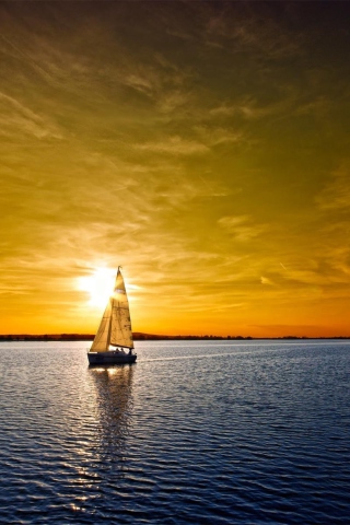 Boat At Sunset wallpaper 320x480