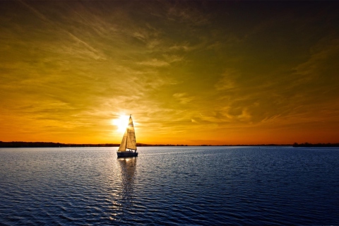 Screenshot №1 pro téma Boat At Sunset 480x320