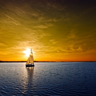 Boat At Sunset - Obrázkek zdarma pro iPad