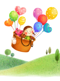 Das Colorful Balloons Sky Trip Wallpaper 240x320