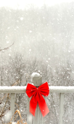 Red Bow On Fence wallpaper 240x400