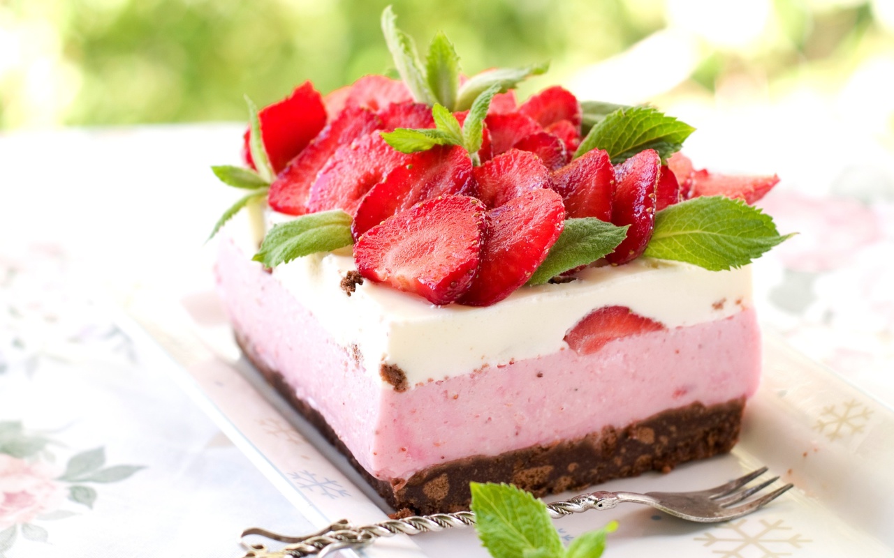Strawberry cheesecake wallpaper 1280x800
