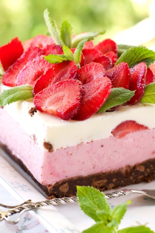Strawberry cheesecake wallpaper 320x480
