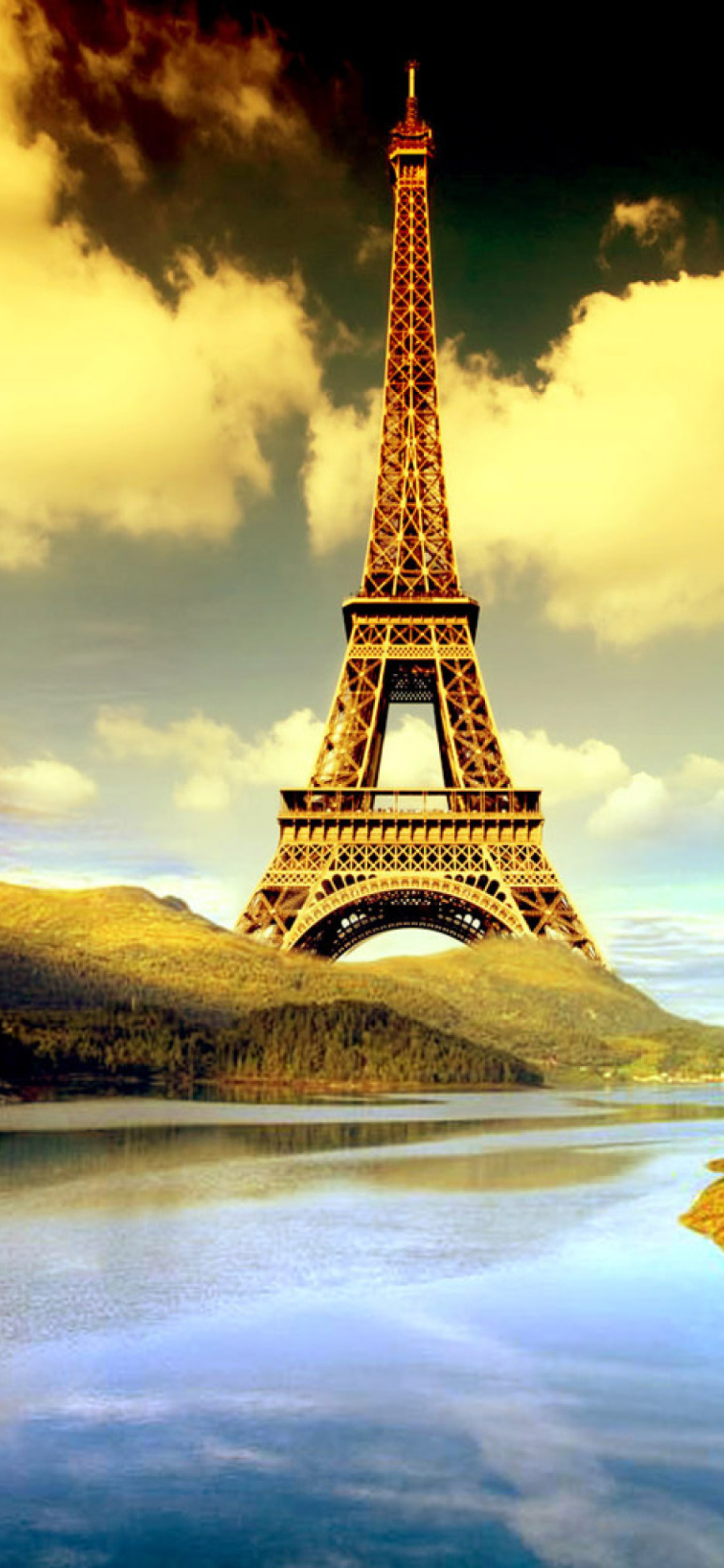Sfondi Eiffel Tower Photo Manipulation 1170x2532