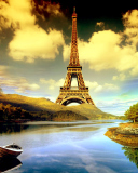 Fondo de pantalla Eiffel Tower Photo Manipulation 128x160