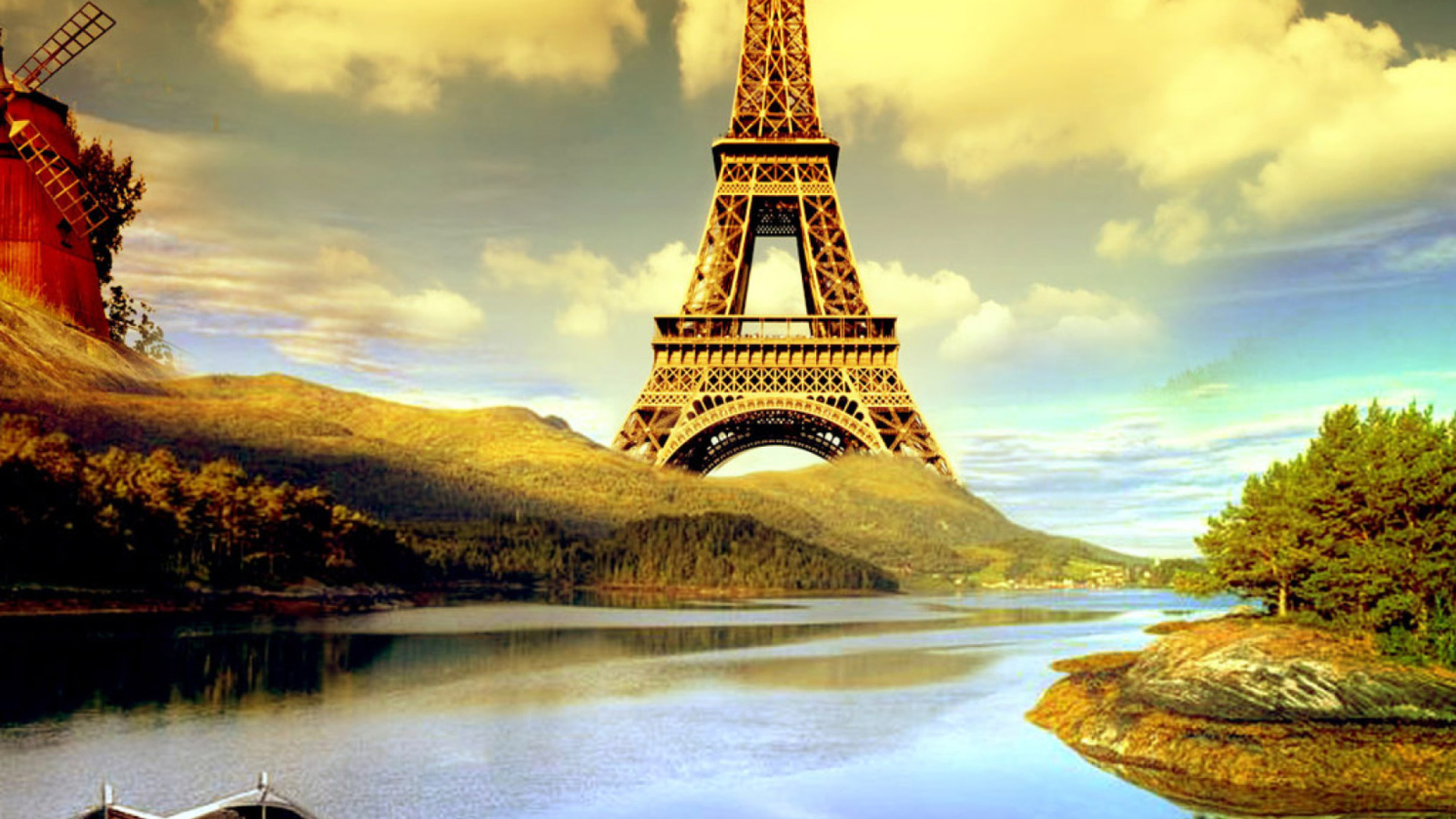 Обои Eiffel Tower Photo Manipulation 1600x900