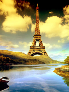 Das Eiffel Tower Photo Manipulation Wallpaper 240x320