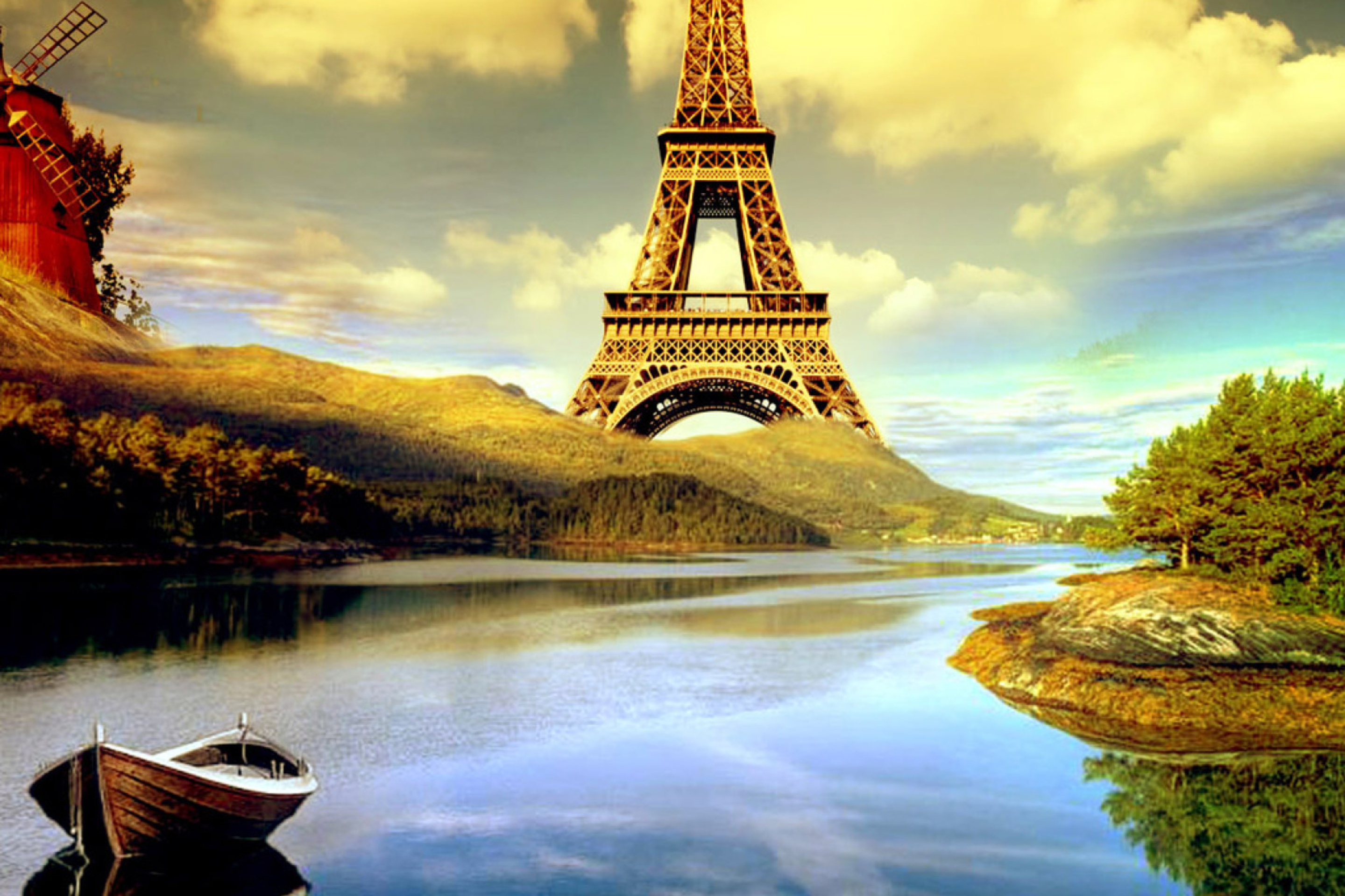 Fondo de pantalla Eiffel Tower Photo Manipulation 2880x1920