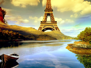 Das Eiffel Tower Photo Manipulation Wallpaper 320x240