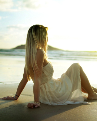 Blonde on Beach Background for 240x320