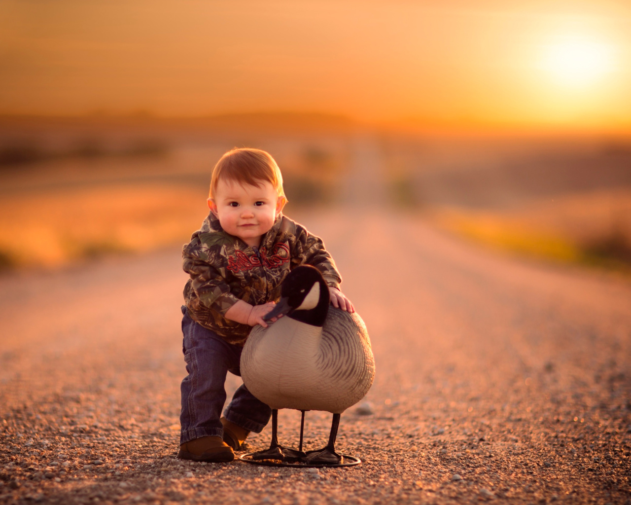 Kid and Duck wallpaper 1280x1024