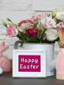 Happy Easter with Hare Figures wallpaper 132x176