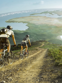 Das Traveling By Bicycle Wallpaper 240x320