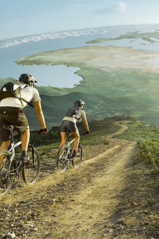 Das Traveling By Bicycle Wallpaper 320x480