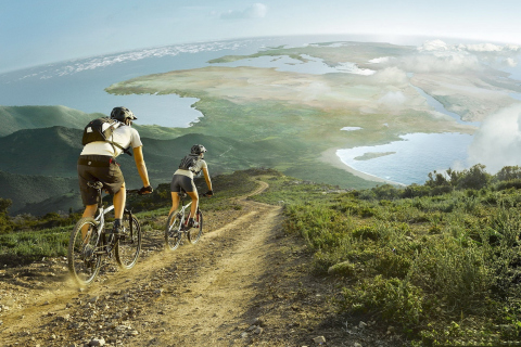 Traveling By Bicycle wallpaper 480x320