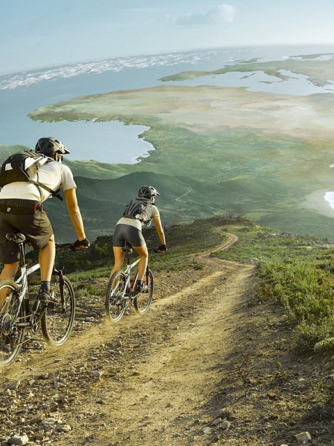 Das Traveling By Bicycle Wallpaper 480x640